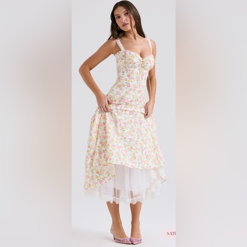 House of CB “Rosalee” Pink and Yellow Maxi Sundress (Size: Small)